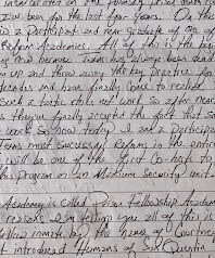 Handwritten text on lined paper detailing the history and impact of Jimmy's Rugby Academy, mentioning its establishment in 2006 and its role in developing young players.